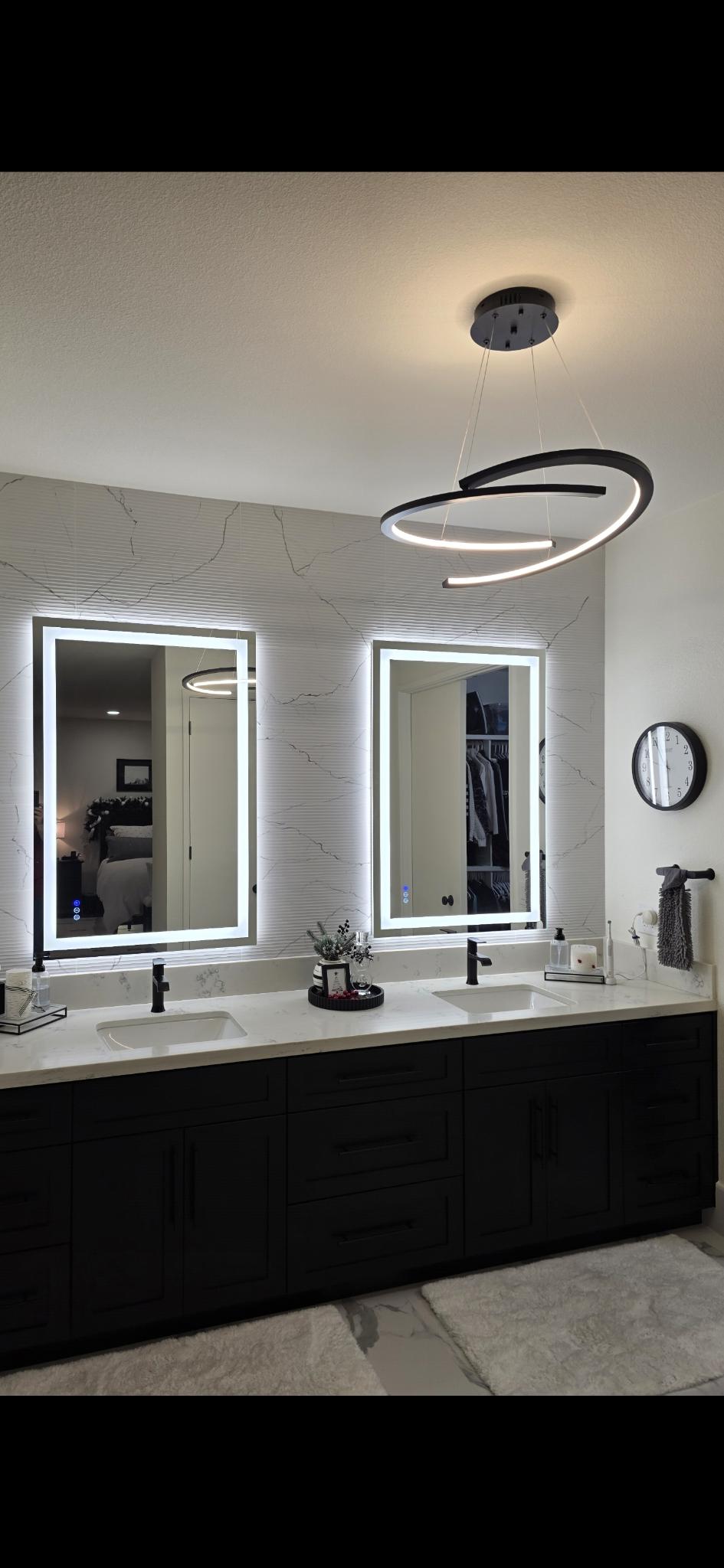 Finished bathroom lighting and illuminated mirrors