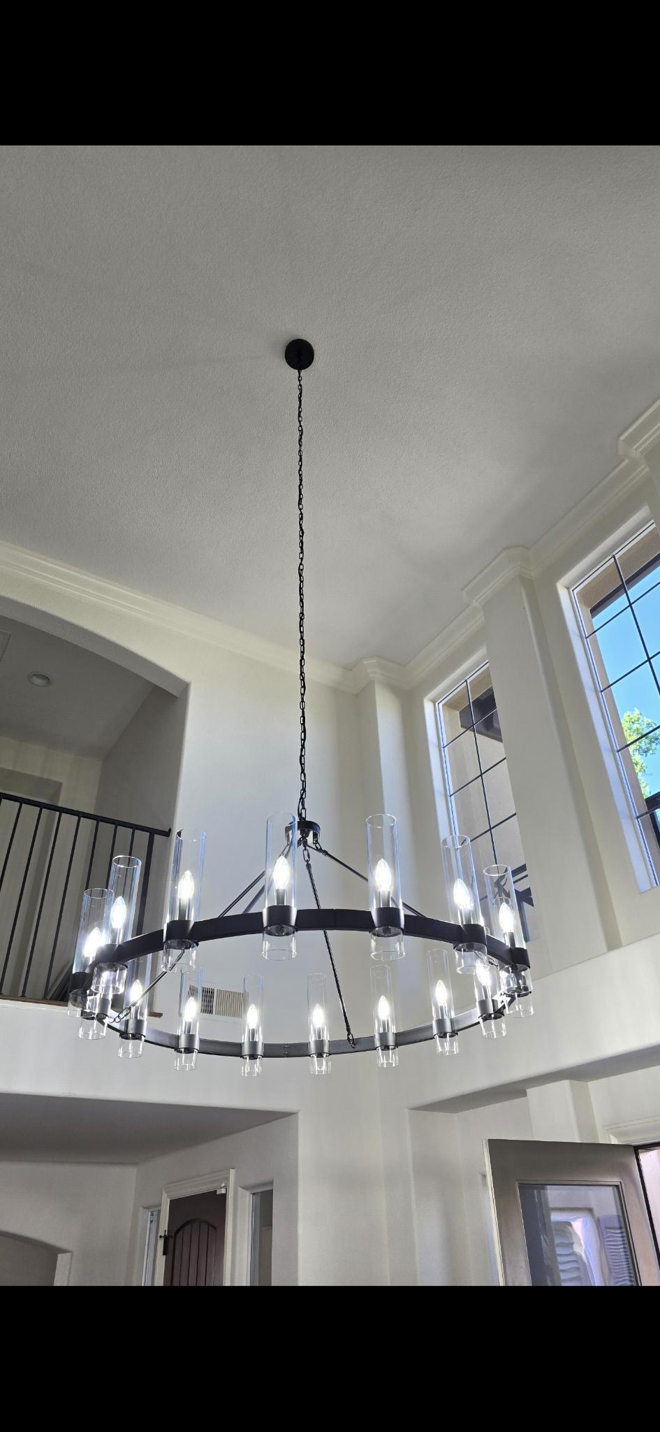 Modern hoop light fixture installed in a home